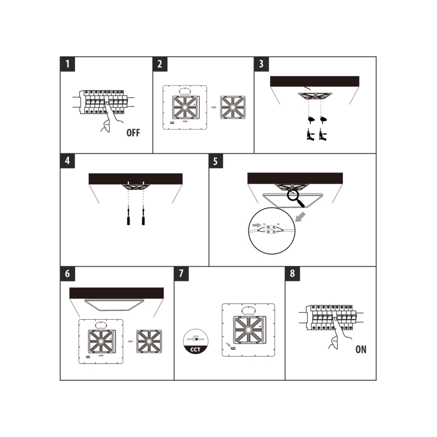 LED stropné svietidlo LED/40W/230V 3000/4000/6500K 50x50 cm čierne